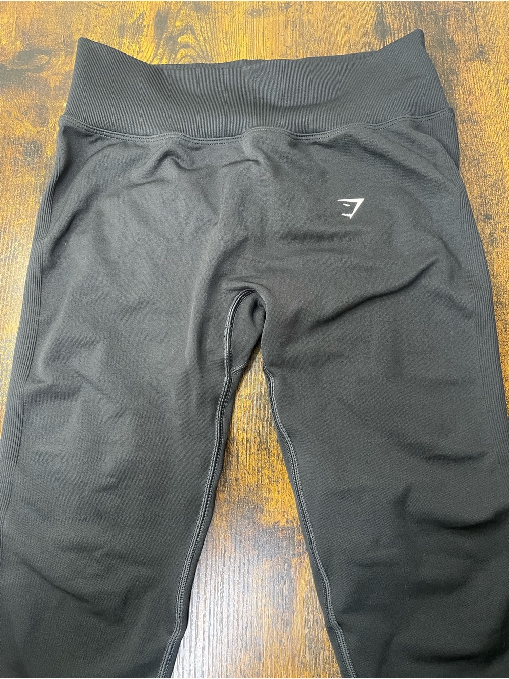 Gymshark Women Black High-Waist Ankle Leggings Stretch Elastic Waist SizeM | 300
